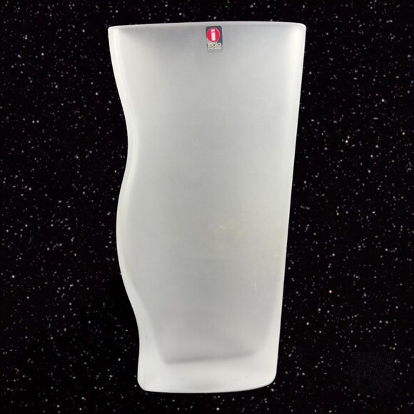 1996 iittala Pari Tiina Nordstrom Swirl Glass Vase Set Clear And Frosted Signed - Picture 15 of 16